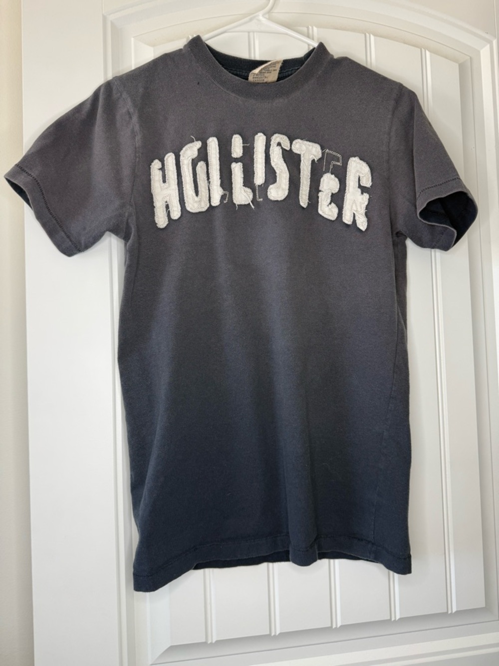 Hollister Charcoal Short-Sleeve Tee with White Appliqué Logo